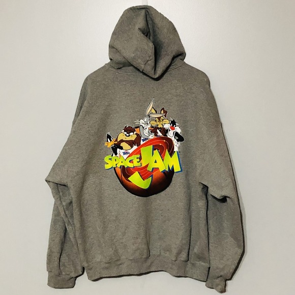 Jerzees Other - Vintage Space Jam Hoodie Sweatshirt Adult Size XXL Full Zip 2XL Fast Shipping